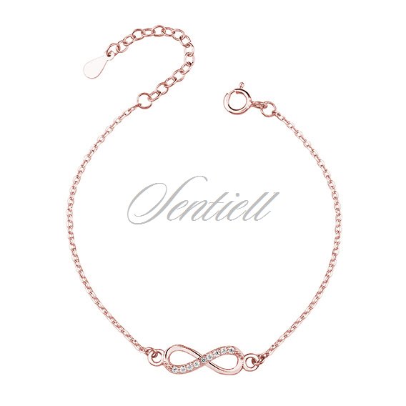 Silver (925) rose gold-plated bracelet - Infinity with white zirconias