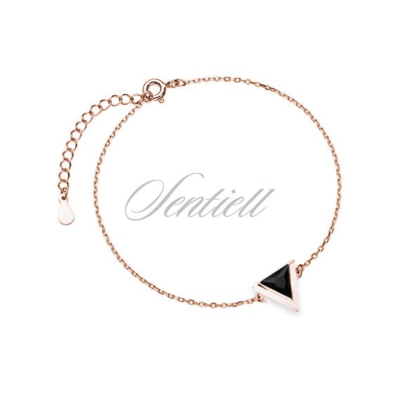 Silver (925) rose gold-plated bracelet - triangle with black zirconia