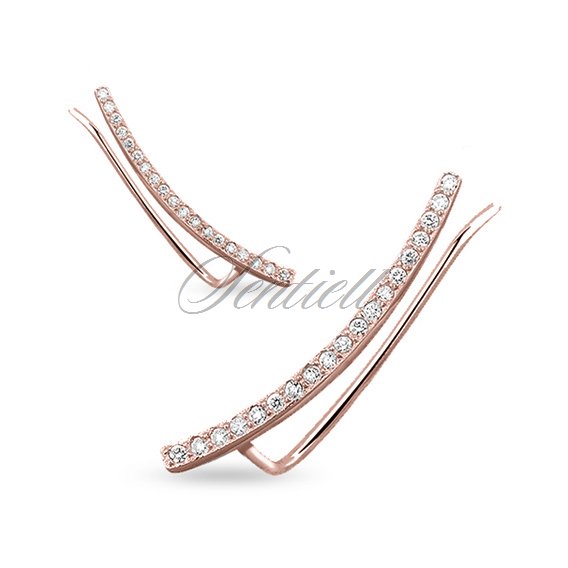 Silver (925) rose gold-plated cuff earrings with zirconia