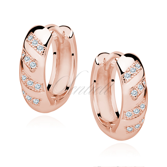 Silver (925) rose  gold-plated earrings hoop with zirconias