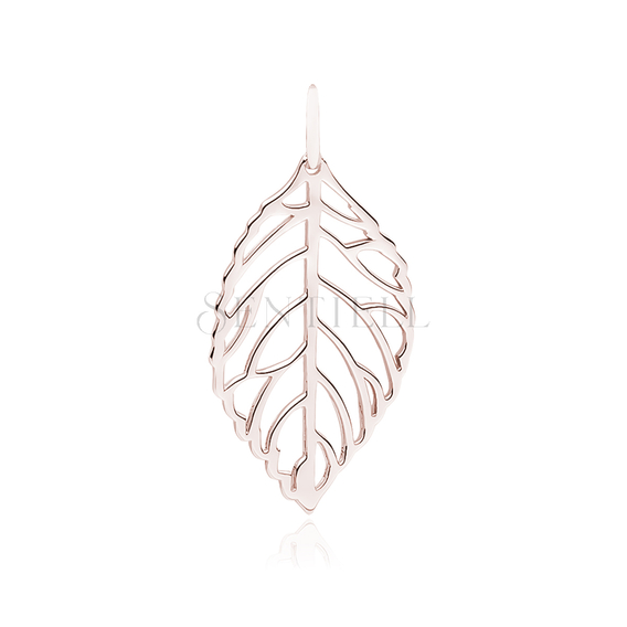 Silver (925) rose gold-plated leaf pendant