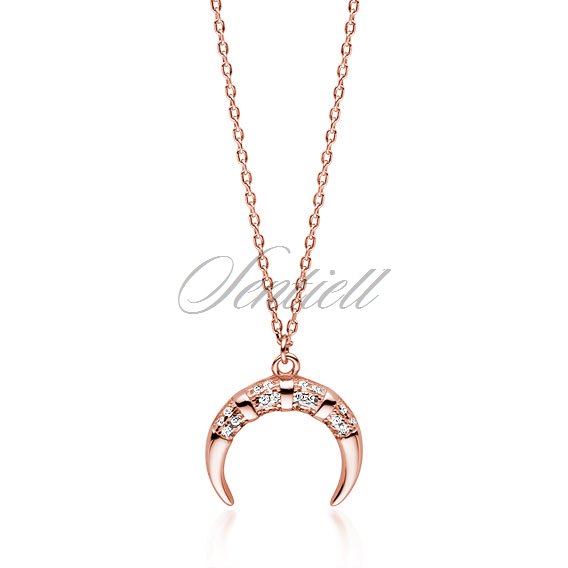 Silver (925) rose gold-plated necklace - crescent with zirconias