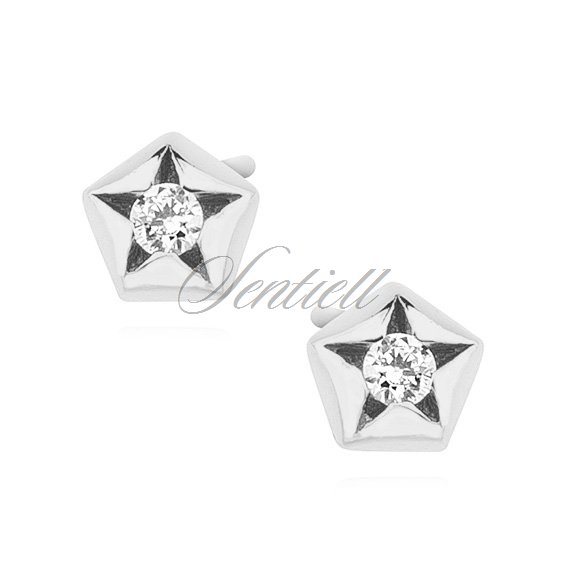 Silver (925) star shape earrings with zirconia