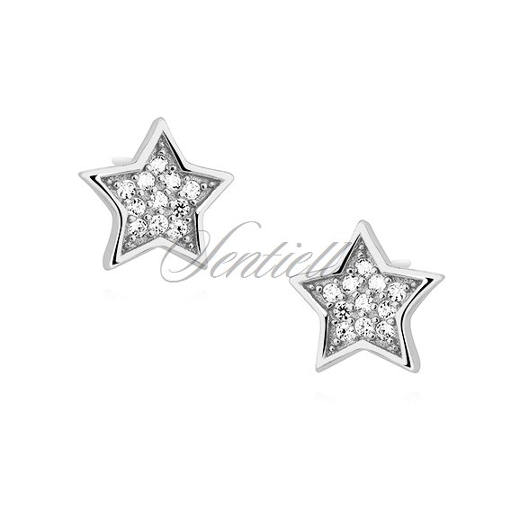 Silver (925) stars earrings with zirconia