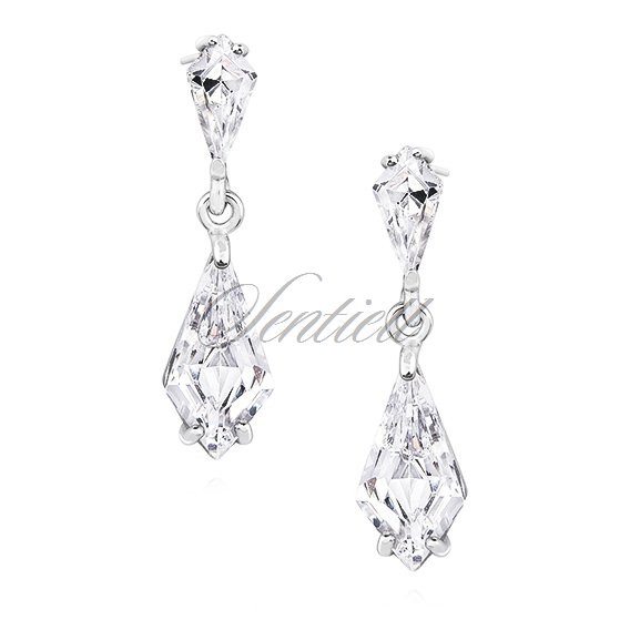 Silver (925) stylish, bridal earrings with zirconia