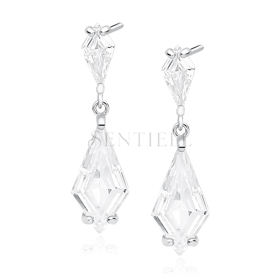 Silver (925) stylish, bridal earrings with zirconia