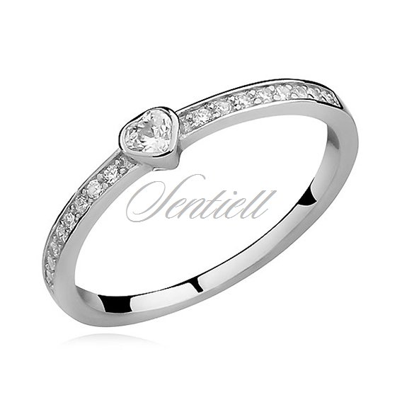 Silver (925) subtle ring with white zirconia 