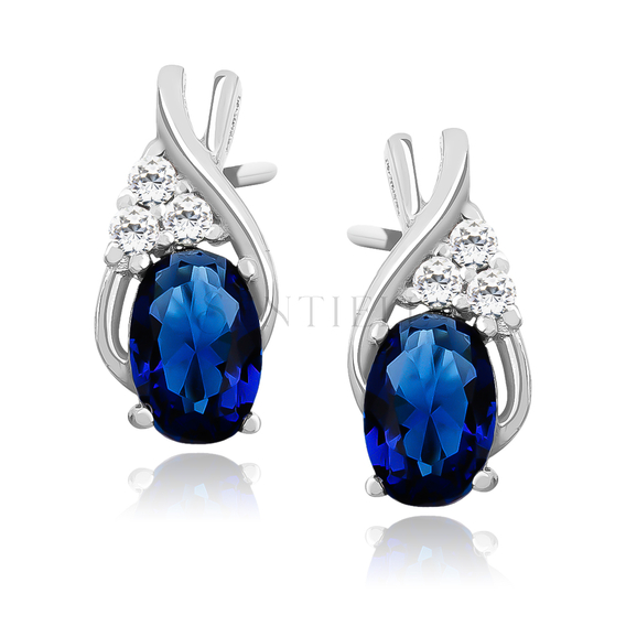 Silver, delicate earrings (925) with sapphire zirconia