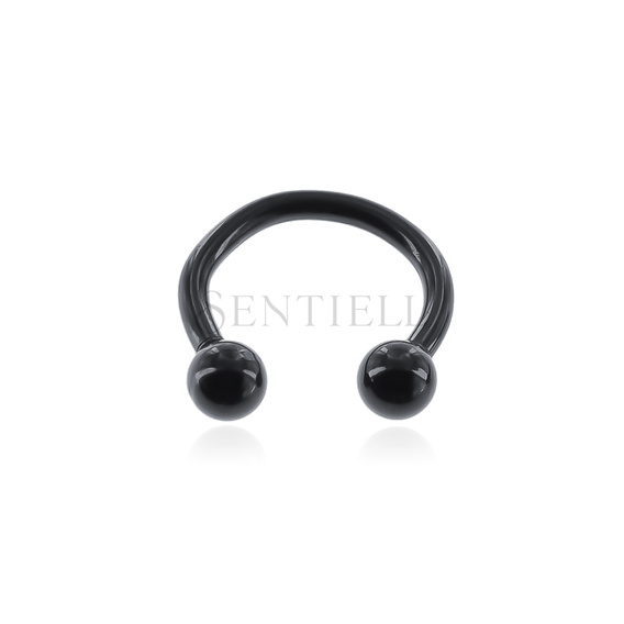 Stainless steel (316L) horseshoe piercing with balls - black