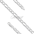 Silver (925) diamond-cut chain - figaro extra flat Ø 140 rhodium-plated