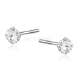 Silver (925) earrings round white zirconia diameter 4mm