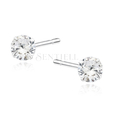 Silver (925) earrings round white zirconia diameter 5mm