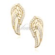 Silver (925) earrings - wings with zirconia - wing gold-plated