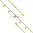 Silver (925) gold-plated anklet - adjustable size - round pendant with zirconia
