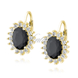 Silver (925) gold-plated earrings black zirconia