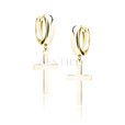 Silver (925) gold-plated earrings - circle with cross