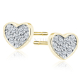 Silver (925) gold-plated earrings - hearts with white zirconias