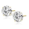 Silver (925) gold-plated earrings round white zirconia diameter 10mm