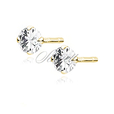Silver (925) gold-plated earrings round white zirconia diameter 4mm