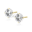 Silver (925) gold-plated earrings round white zirconia diameter 6mm