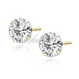 Silver (925) gold-plated earrings round white zirconia diameter 7mm