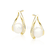 Silver (925) gold-plated pearl earrings with zirconia