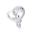 Silver (925) heart pendant with rose and white zirconias