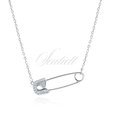 Silver (925) necklace with zirconias - safety-pin