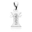 Silver (925) pendant white zirconia - letter I