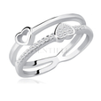 Silver (925) ring - hearts with white zirconia