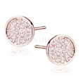 Silver (925) rose gold-plated elegant round earrings with zirconias