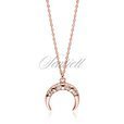 Silver (925) rose gold-plated necklace - crescent with zirconias