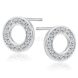 Silver (925) round earrings with zirconia