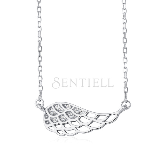 Silver (925) necklace - wing with zirconia