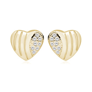 Silver (925) Earrings zirconia hearts microsetting gold-plated