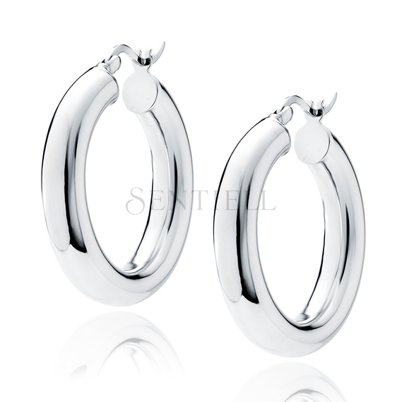 Silver (925) earrings hoops - highly polished