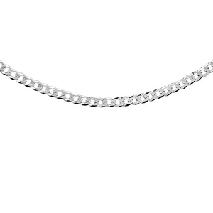 Silver (925) diamond-cut chain - curb extra flat Ø 080 rhodium-plated