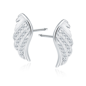 Silver (925) earrings - wings with white zirconia