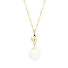 Silver (925) gold-plated necklace pearl with white zirconia