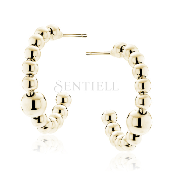 Pendientes de plata de ley 925 chapados en oro con bolas