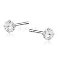 Silver (925) earrings round white zirconia diameter 4mm