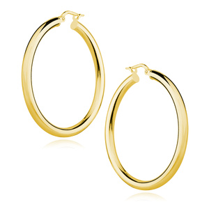 Silver (925) earrings hoops - highly polished, gold-plated