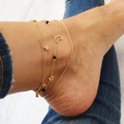 Silver (925) gold-plated anklet - adjustable size - round pendant with zirconia