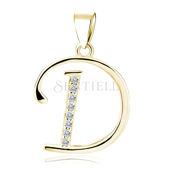 Silver (925) gold-plated pendant white zirconias - letter D