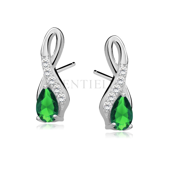 Silver (925) earrings with emerald zirconia