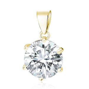 Colgante de plata de ley 925 chapado en oro redondo con circonita blanca diámetro - 12 mm