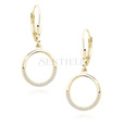 Silver (925) Earrings - cirlce with white zirconia