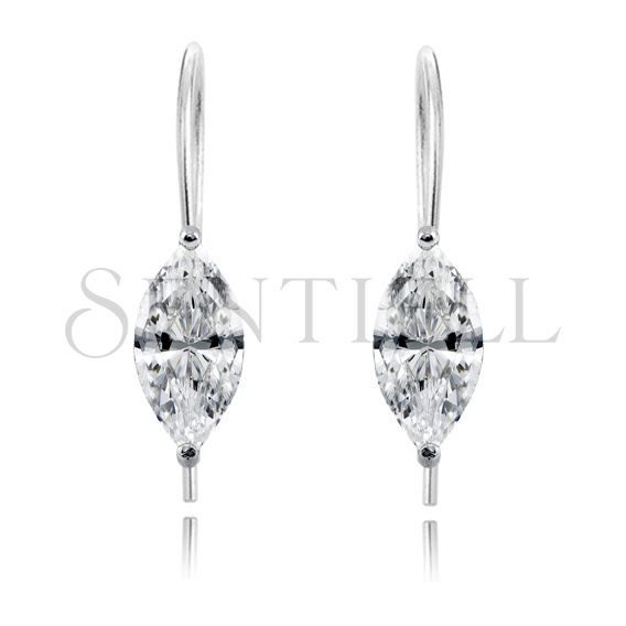 Silver (925) earrings marquise white zirconia