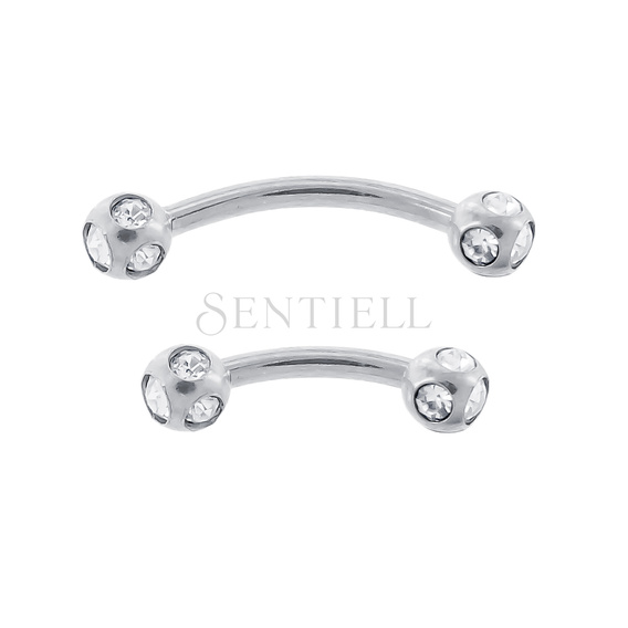 Stainless steel (316L) banana piercing for eyebrow - balls with zirconia