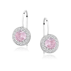 Silver (925) Earrings light pink colored zirconia